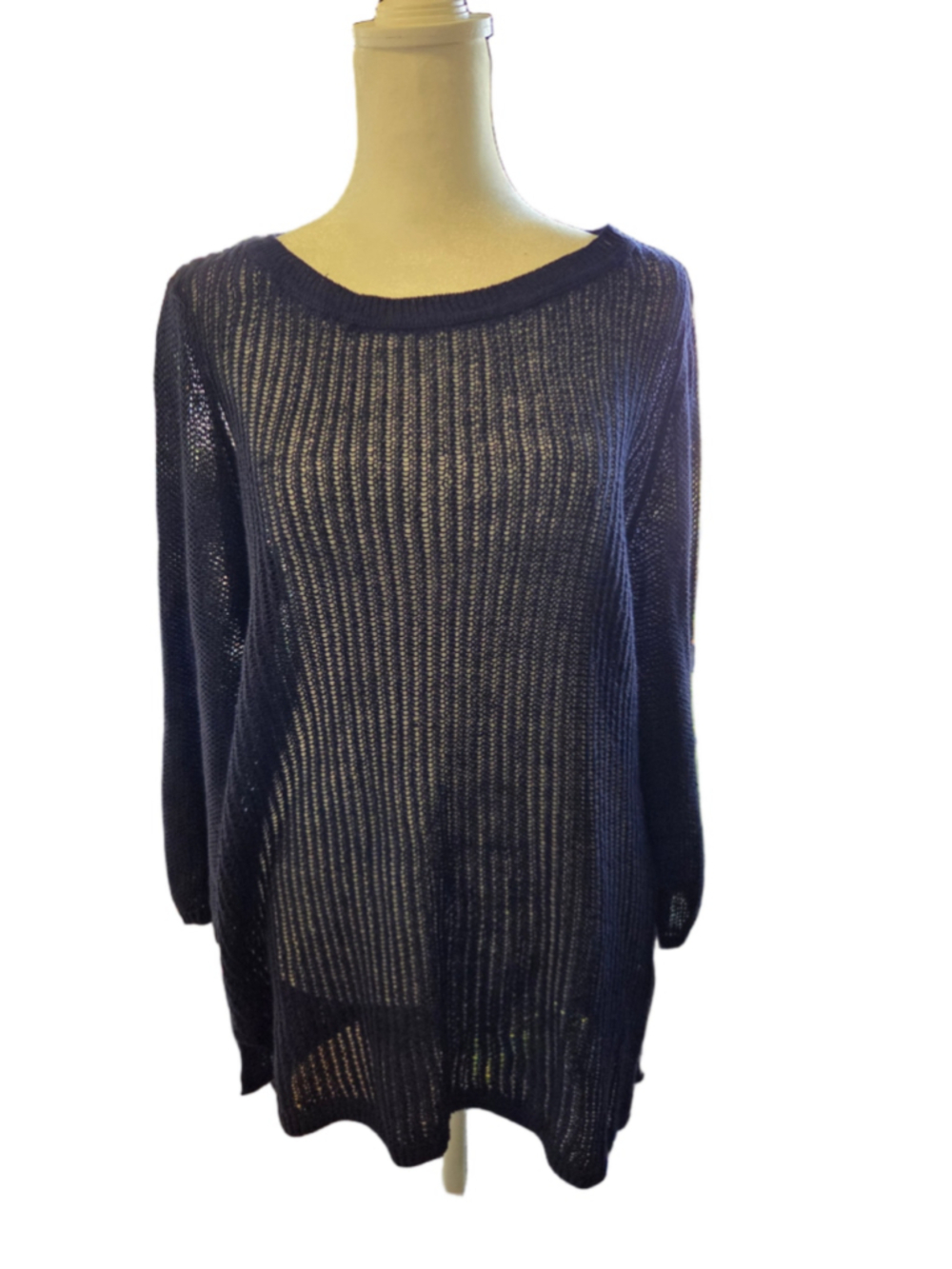 Women's Talbots Navy Scoop Neck Ribbed Knit Sweater Size L